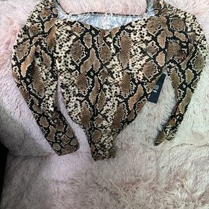Snake Print Long Sleeve Bodysuit